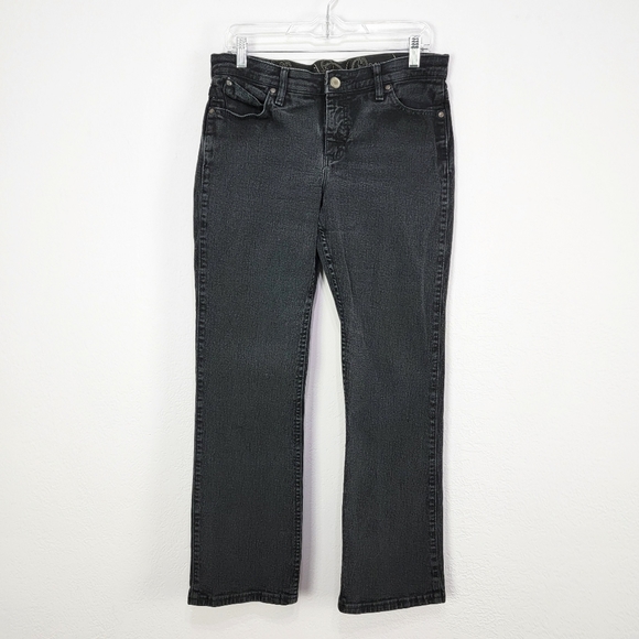 Wrangler Q-Baby No Gap Waist Washed Black Bootcut Jeans Size 9/10 - Picture 13 of 15